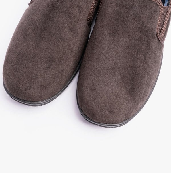 Sleepers WILSON Brown Mens Plush Velour Twin Gusset Slipper