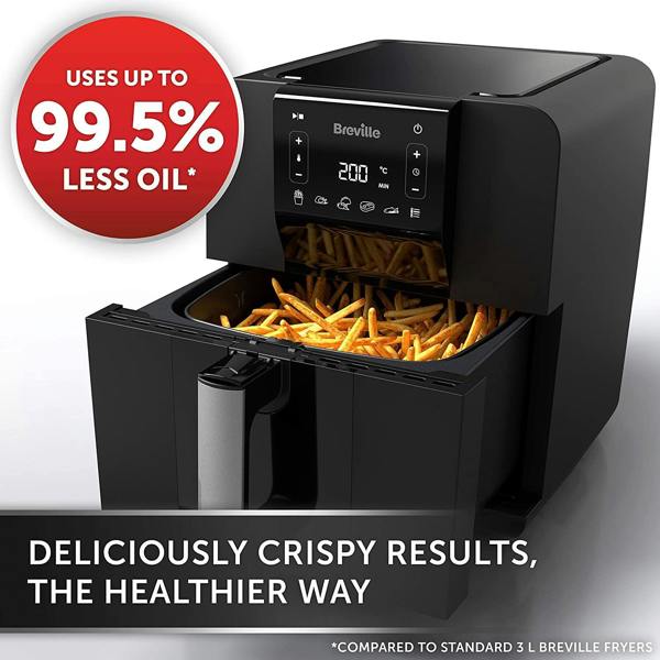 Dyzi Halo Digital 5.5L Air Fryer Oven Fry Bake Roast Grill Black
