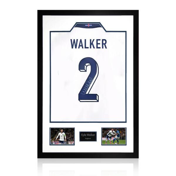 Kyle Walker Signed England Shirt Premium Frame