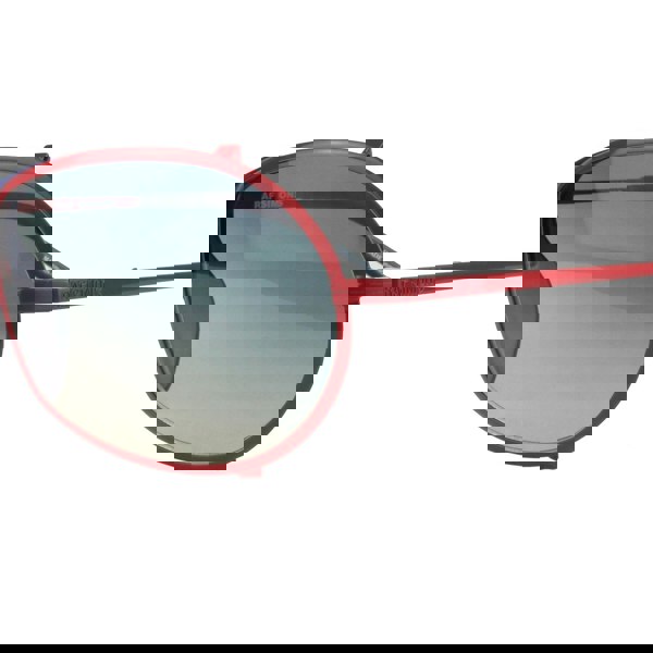 Raf Simons wraparound sunglasses in a a red metal frame