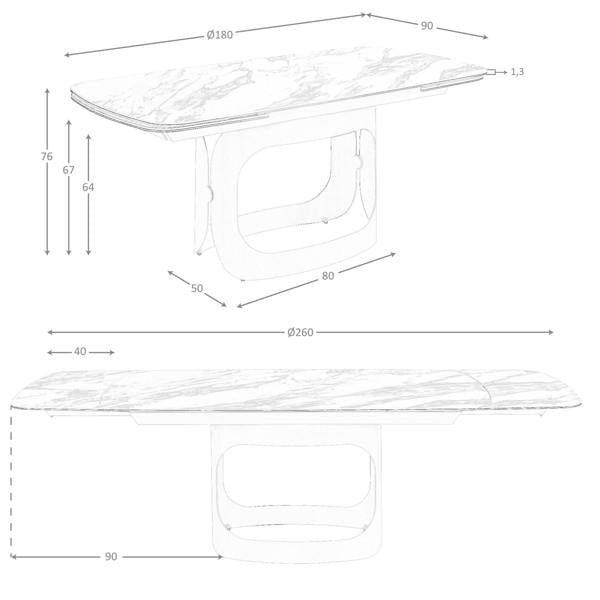 Angel Cerdá Oval extendable dining table with porcelain marble and metallic sand steel 1188