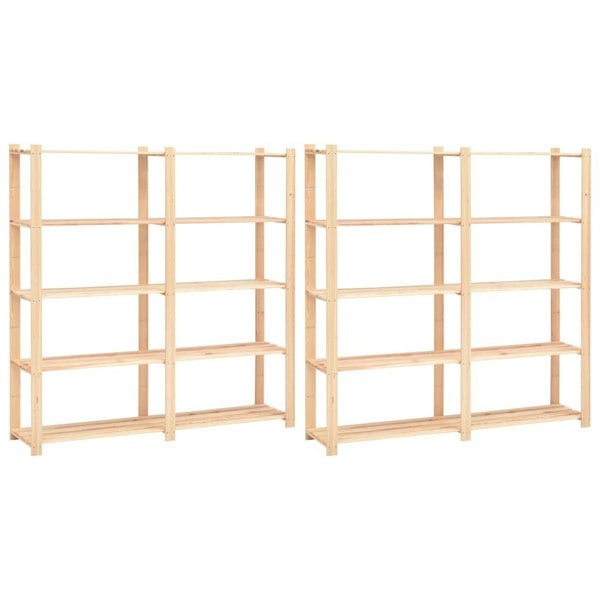 Berkfield 5-Tier Storage Racks 2 pcs 170x38x170 cm Solid Pinewood 500 kg