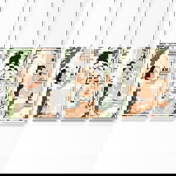 Bathroom Wall Decor Framed | Set of 3 Boho Women Wall art Prints