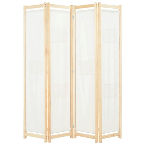 Berkfield 4-Panel Room Divider Cream 160x170x4 cm Fabric