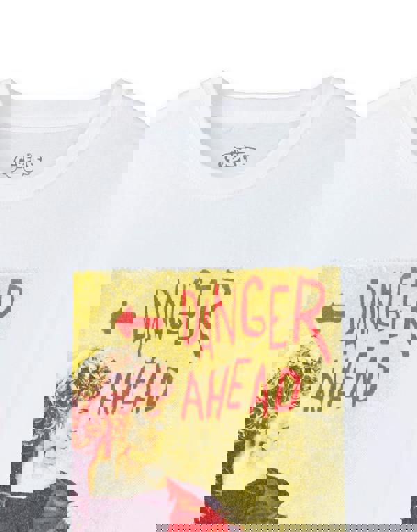 Grease Womens White Danger Ahead Short Sleeved T-Shirt