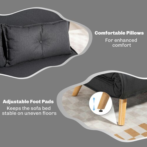 Wyld Haus Faroco Linen Look Charcoal Grey 2 Seater Sofa Bed
