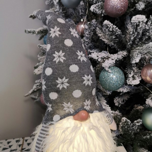 Samuel Alexander 56cm Battery Operated Light Up Christmas Standing Gonk Decoration in Grey