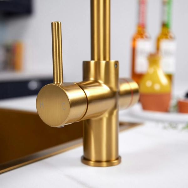 Impromta 3 in 1 Biometric Swan Neck Boiling Water Tap | Brushed Gold Finish