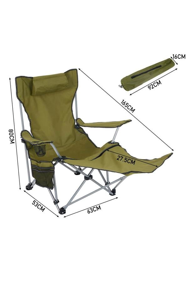Living and Home Foldable Reclining Camping Chair with Footrest