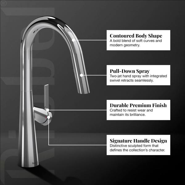 Riobel Ludik Mixer with Pull Down Spray Chrome Kitchen Tap