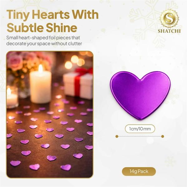 Purple Heart Confetti 14g Table Scatter for Birthday, Wedding and Celebration Decorations image 5