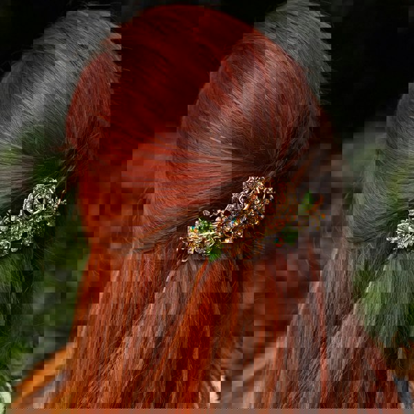 flower hair clip brown rose wedding guest hair half up 