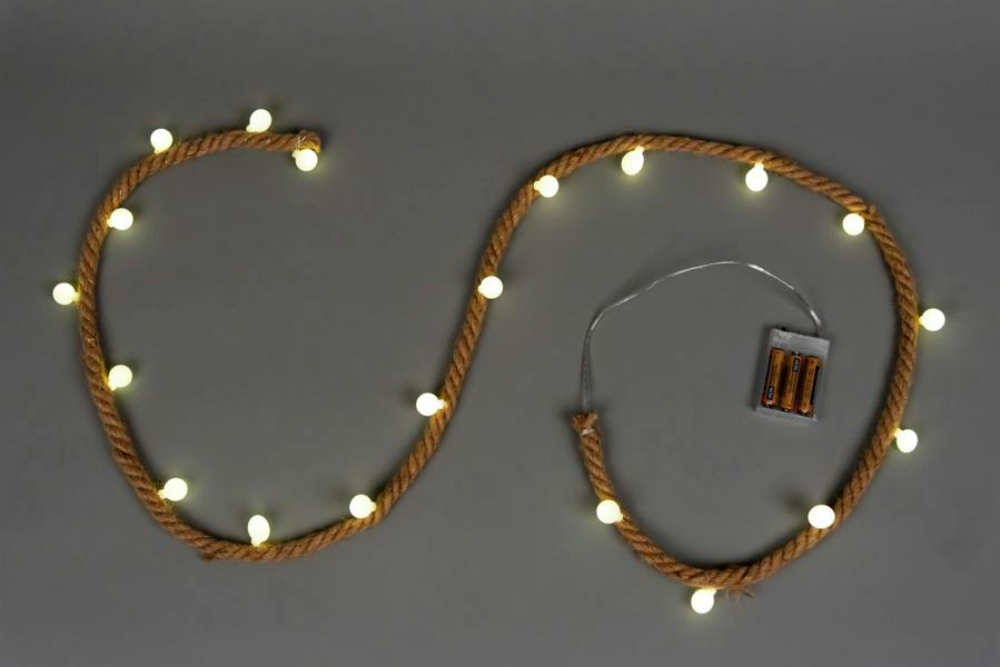 1.8cm Rustic Hemp Rope Warm White LED Silhouette Light, Battery Operated Decorative Accent image 9