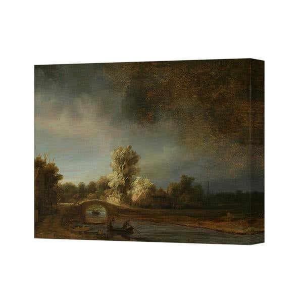 Benjamin Tate Design Landscape Canvas Wall Art River Bridge Sunset Scene