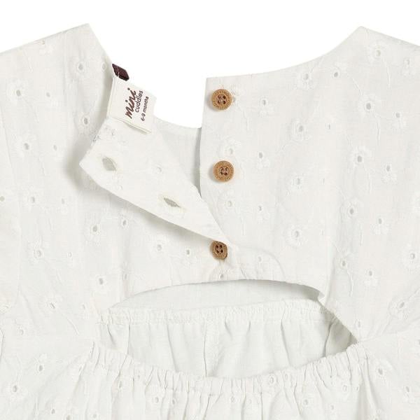 Mini Cuddles Baby Girls Broderie Anglaise Dress, White