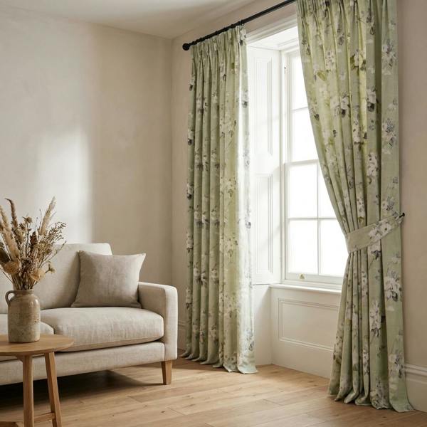 Oxford made-to-measure curtains in Mint, styled in a living room
