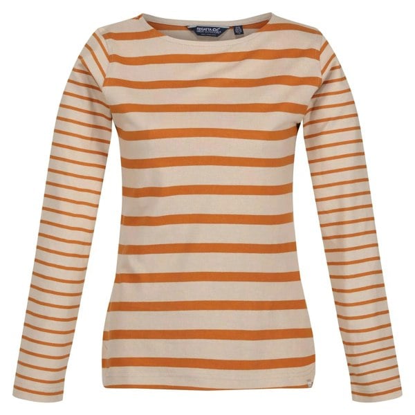 Regatta Womens/Ladies Farida Striped Long-Sleeved T-Shirt - Moccasin Brown/Copper