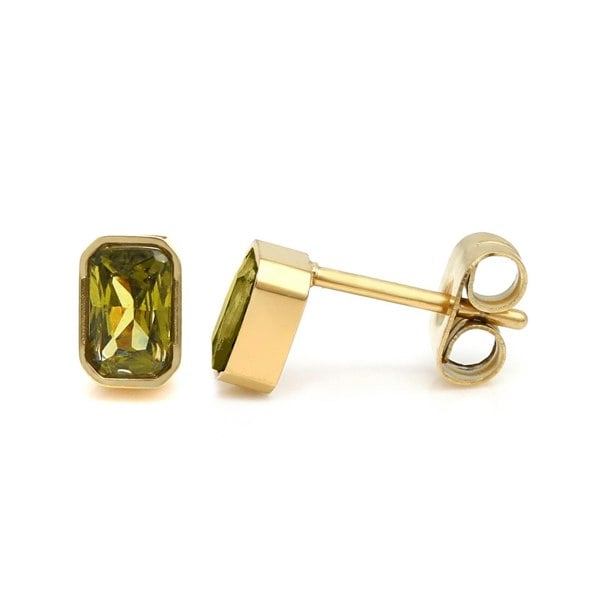 Say It With August Peridot Birthstone Earrings - Yellow Gold Plated
