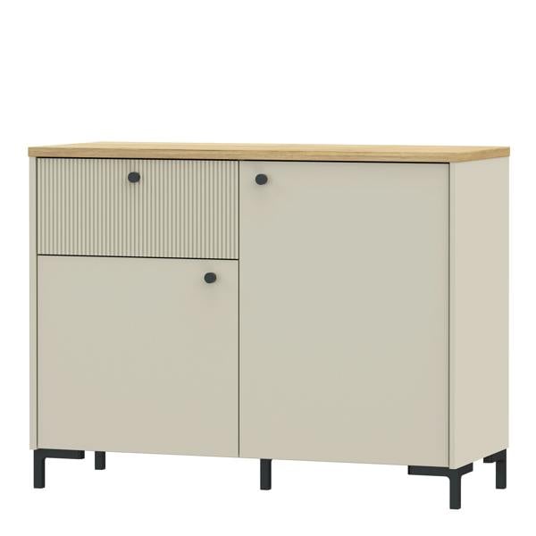 Furniture To Go Bixbite Sideboard with Fluted Detail, Drawer & Cupboard in Mauvella Oak and Sand