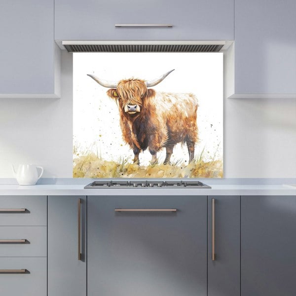 Warren Reed - Designer Watercolour Highland Cow Kitchen Splashback