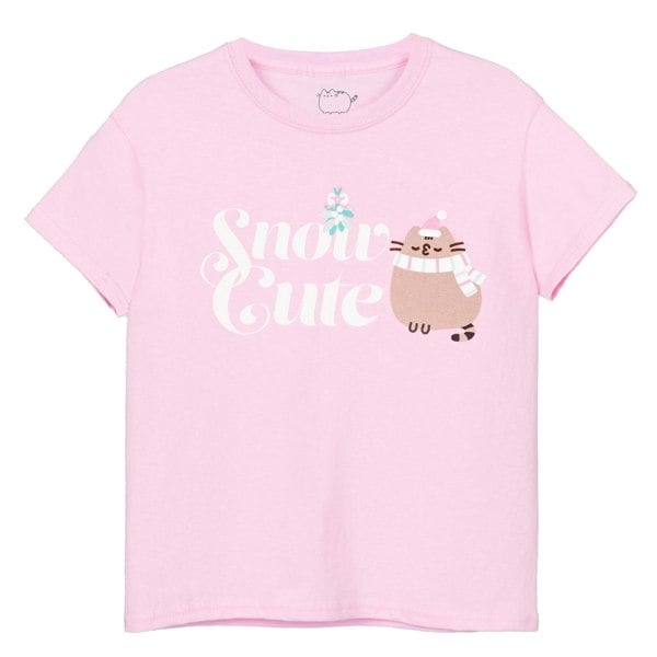 Pusheen Girls Christmas T-Shirt - Pink