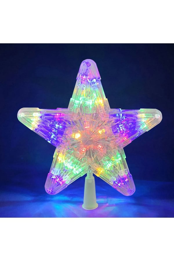 Living and Home 9.45in Christmas LED Star Tree Topper Colorful Flash Xmas Tree Decoration