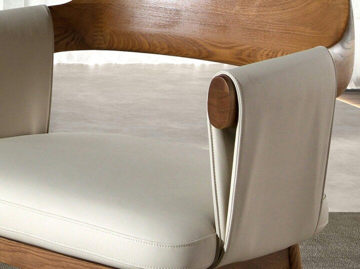 Angel Cerdá Walnut and cream leatherette chair 5186