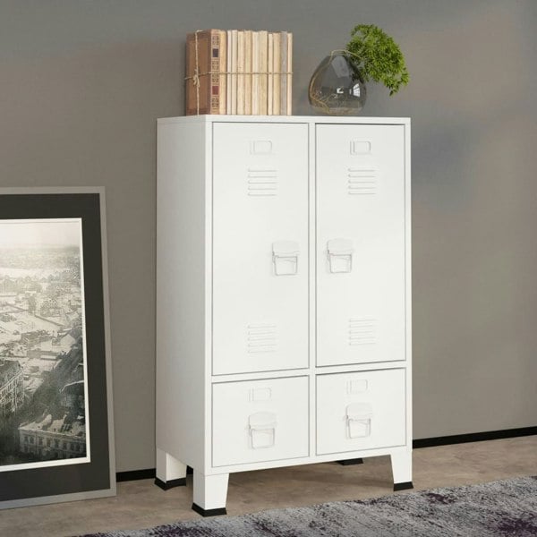 Berkfield Industrial Wardrobe White 67x35x107 cm Steel