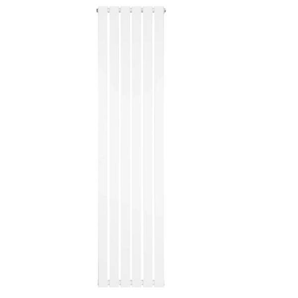 Flat single column radiator in white, 1800 x 420mm, featuring a sleek, modern design with smooth, vertical lines and a glossy finish