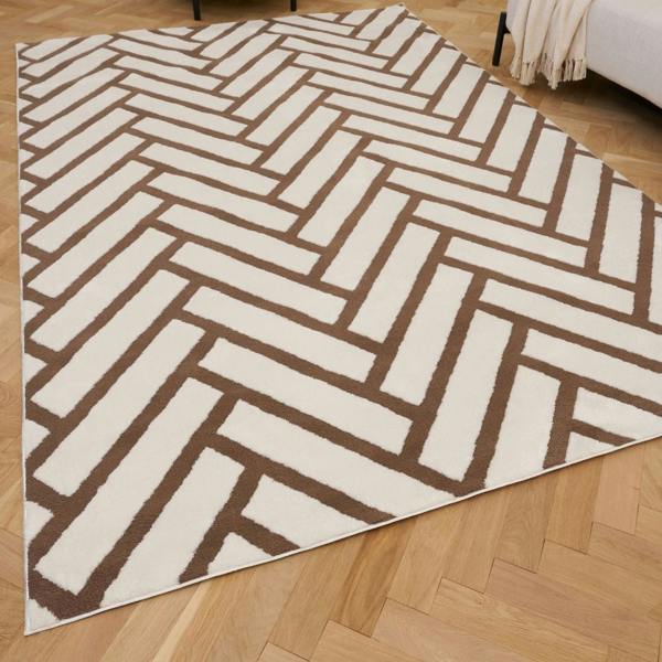 Rug with a herringbone pattern on a wooden floor