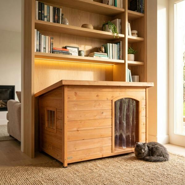 Samuel Alexander Large Wooden Indoor Dog House & Pet Den with Window