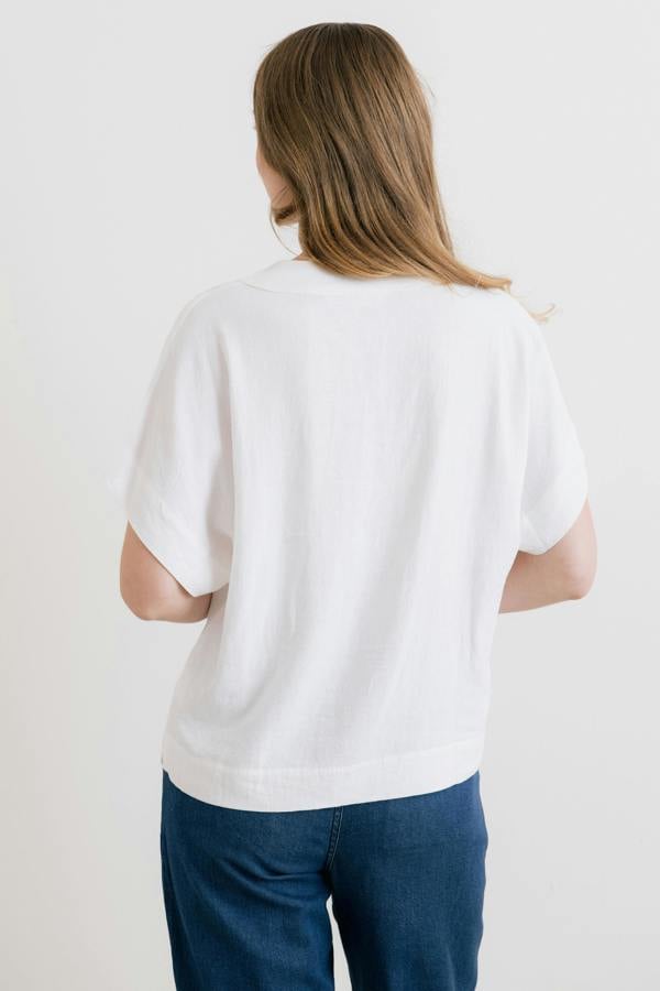 Lily & Me Orchard Linen Blend Shell Top White