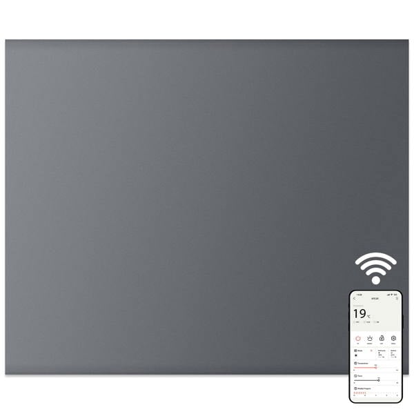 MYLEK Electric Radiator Panel Heater Grey WIFI Smart APP Eco 1000W Bathroom Safe Wall Mounted Timer Thermostat