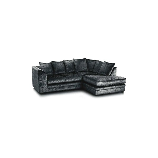 Dylan Crushed Velvet 4 Seater Fabric Corner Sofa in Black
