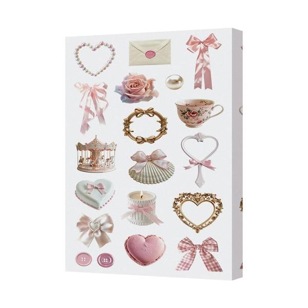 Benjamin Tate Design Pastel Pink Romantic Motifs Canvas Wall Art Decor Set