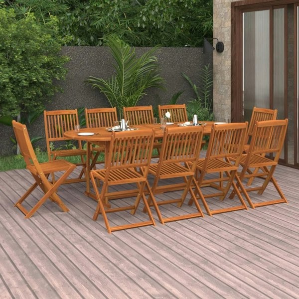 Berkfield 11 Piece Garden Dining Set Solid Acacia Wood