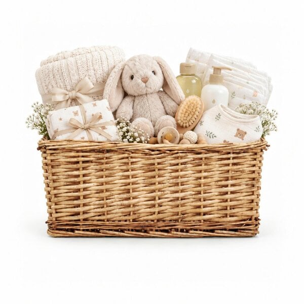 JVL Small Handmade Open Top Wicker Hamper Gift Storage Basket