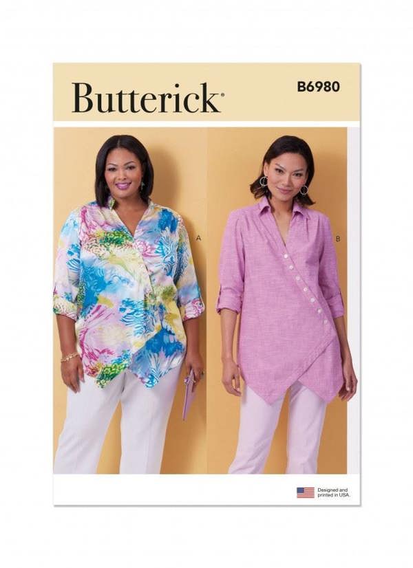 Butterick Sewing Pattern 6980, Tops, Shirts for Women, AA (10-12-14-16-18) - Easy