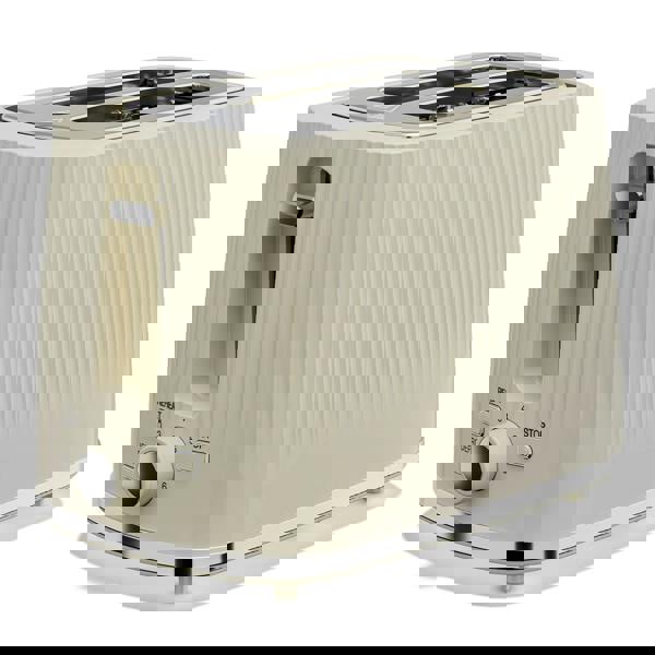 Cello Breakfast Bundle - Textured Kettle + 2 Slice Toaster - Cream