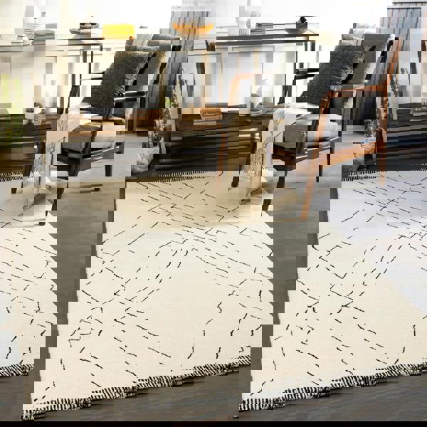 Livabliss Arsenal-Hand Tufted Cream Black Wool Global Rug