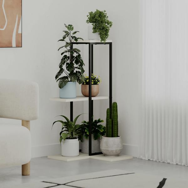 Decortie Vetra Modern 3-Tier Plant Stand 46cm Indoor Planter Holder with Metal Frame Corner Design