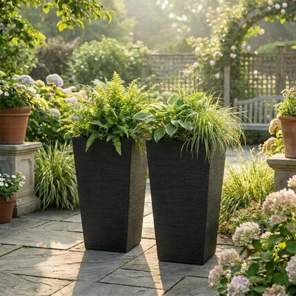 Nicoman Avondale Black Seagrass Recycled Rubber Plant Pot