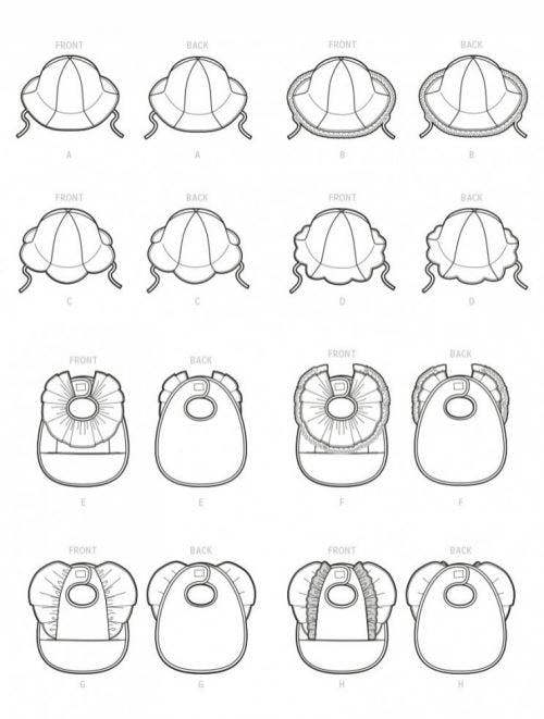 Simplicity Sewing Pattern 9588, Headwear, Bibs for Baby, A (All Sizes in One Envelope) - Easy