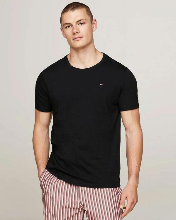 Tommy Hilfiger 3 Pack Mens T-Shirts - Black/Black/Black - CHO - Designer Mens Short Sleeve T-Shirts & Tops