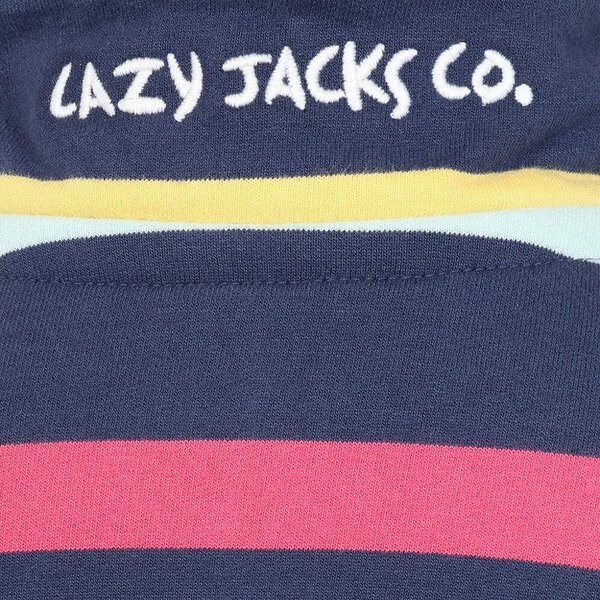 Lazy Jacks LJ35C  - Girl's Striped Quarter Zip Sweatshirt - Twilight
