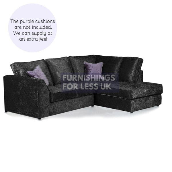 Furnishings For Less Crystal Crushed Velvet Full Back Corner Sofa