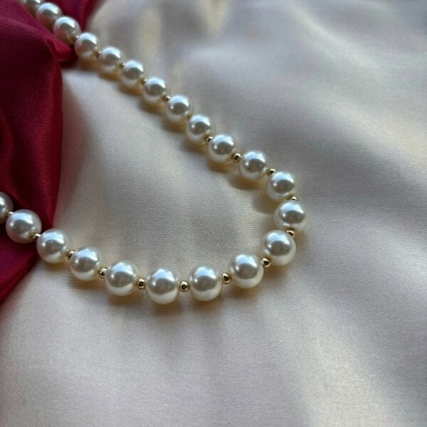 The Colourful Aura Large Ivory Lightweight White Round Pearl Bridesmaid Statement Choker Necklace