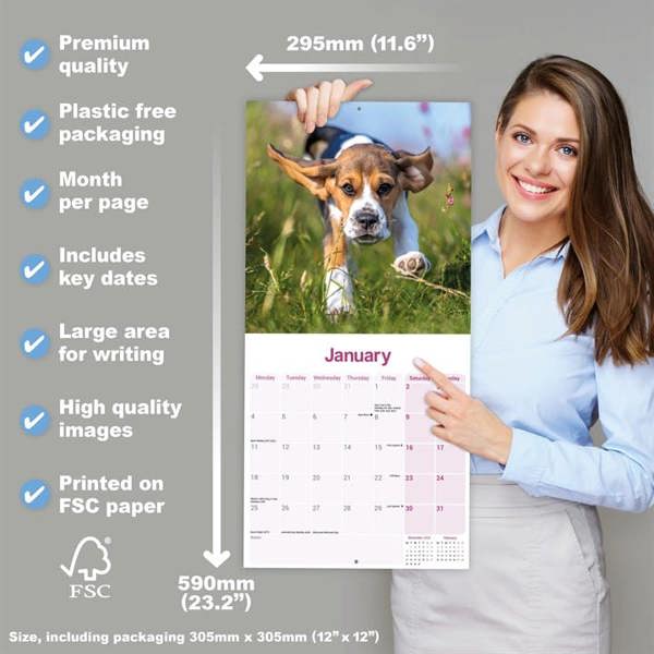 Beagle Calendar 2027, Wall Calendars, Month To View, Dogs, Gift