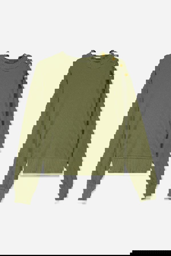 ENORSIA Button Shoulder Crewneck Sweatshirt