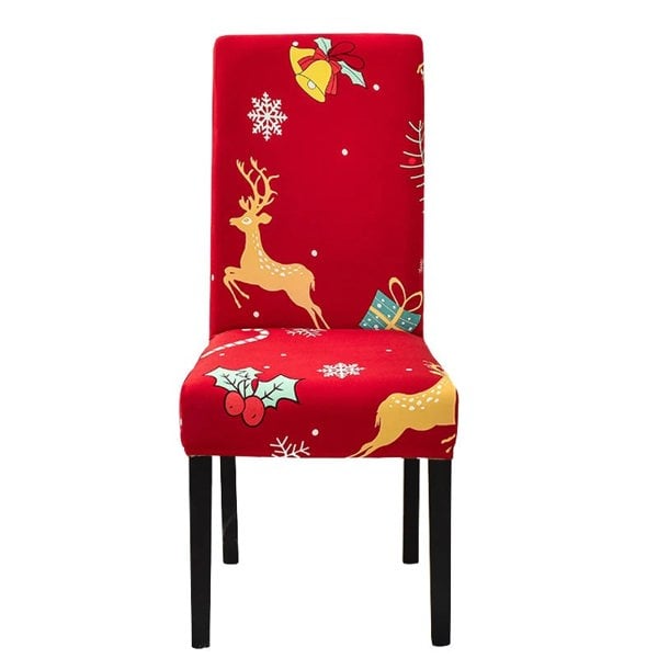 Anyseat Chair Cover Red Gold Big Deer Design with Anti-Dirt and Elastic Material for Dining Room Kitchen Wedding Hotel Banquet Restaurant